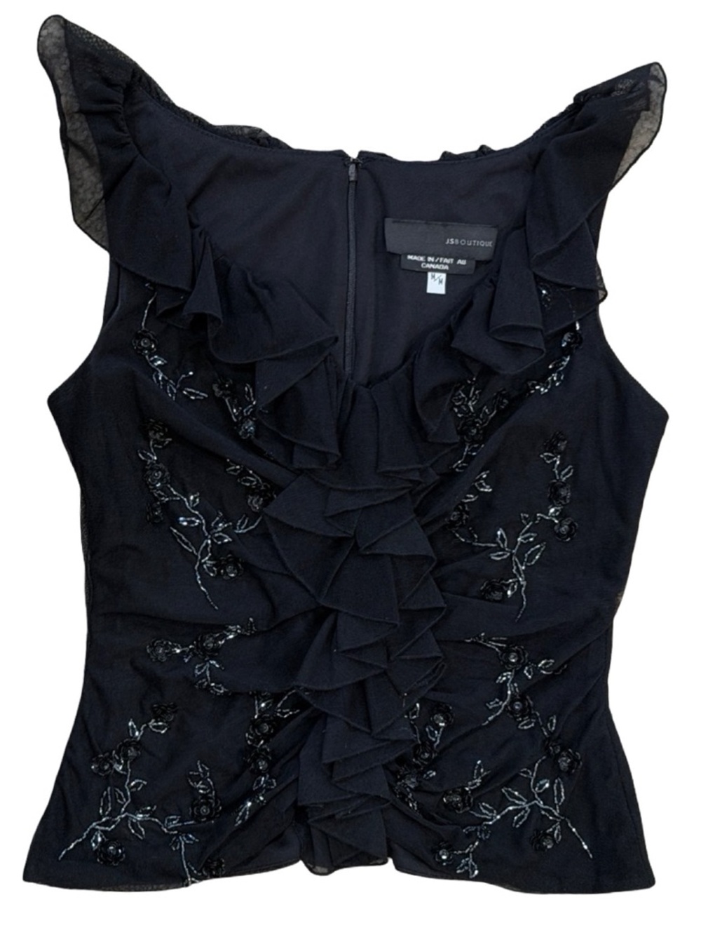 90s/00s JS Boutique Ruffled & Embellished Formal Blouse